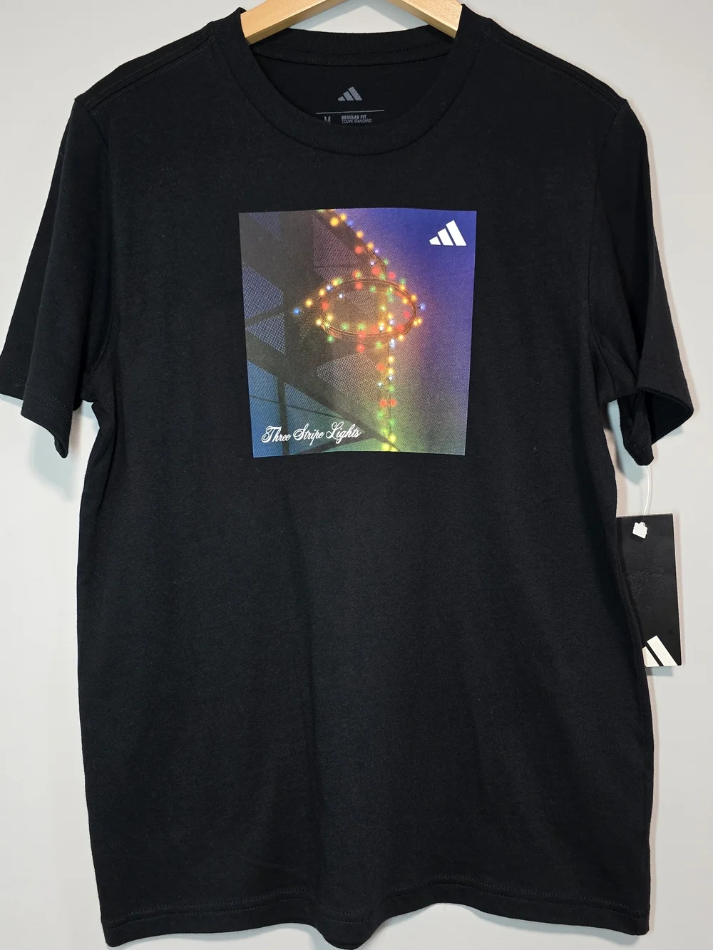 NEW Adidas Men’s Black Graphic Tee - Three Light Design